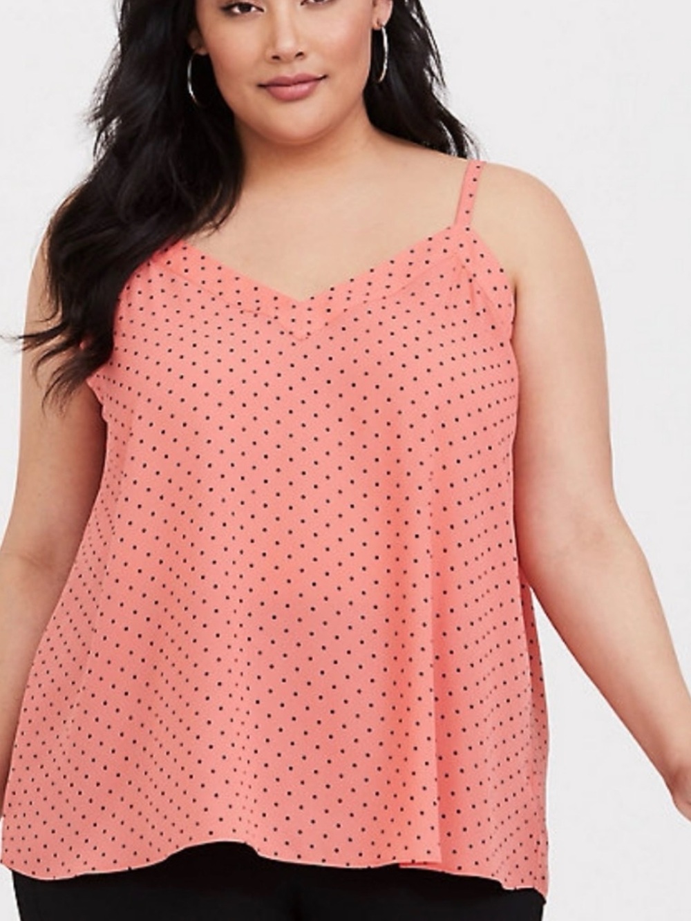 Torrid Coral Pink Polka Dot Spaghetti Strap Cami